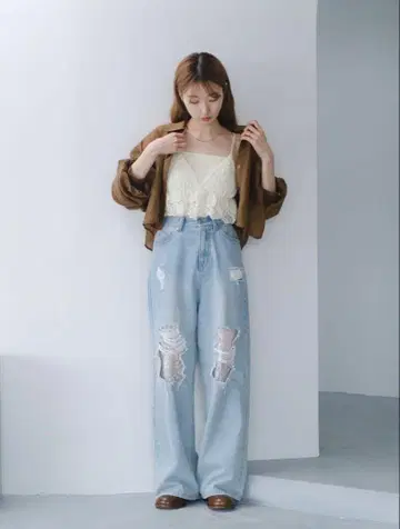 kastane 레이스 데님 팬츠