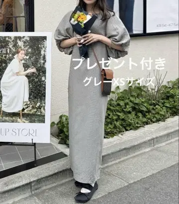 hinari 체크 무늬 퍼프 슬리브 원피스