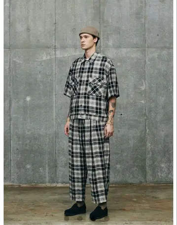 COOTIE Linen Check Work S/S Shirt XL
