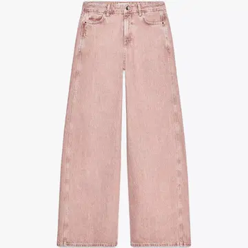ZARA 미드 라이즈 데님 핑크 와이드 EU36 9호