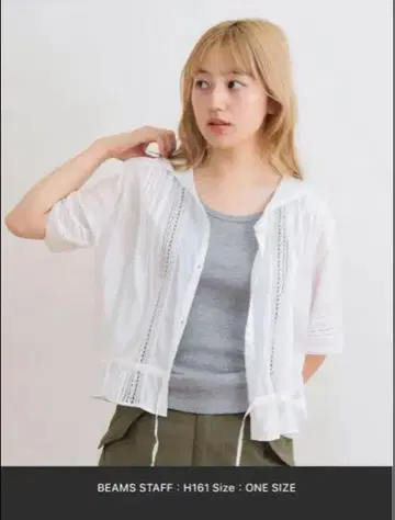 BEAMS BOY 빈티지 레이스 숏 셔츠