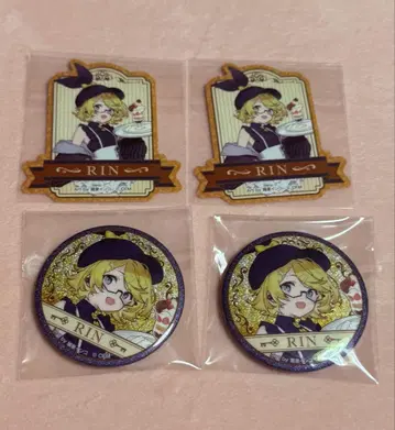 RIN 카페 스타일 스티커 2개, 배지 2개, 총 4개 세트