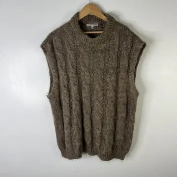 90s EMPORIO ARMANI 케이블 니트 베스트 슈퍼 키드 모헤어