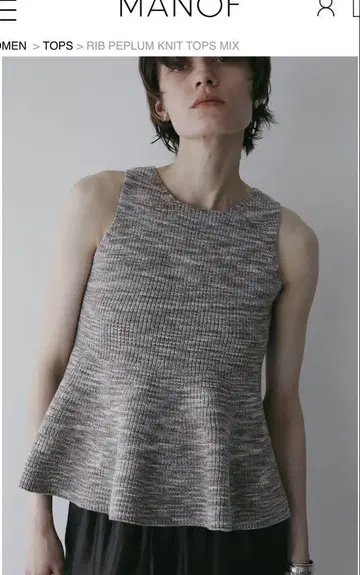 마노프 manof RIB PEPLUM KNIT TOPS MIX
