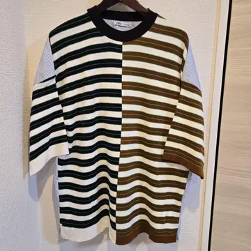 ZARA 대비 니트 스트라이프 오버 사이즈 T셔츠
