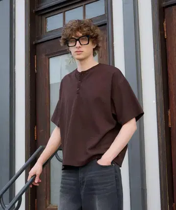 Regan Glanz thermal henry neck T S 사이즈