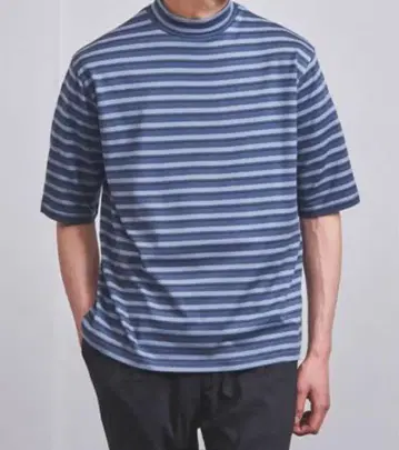 UNITED ARROWS 멀티 보더 하이넥 T셔츠