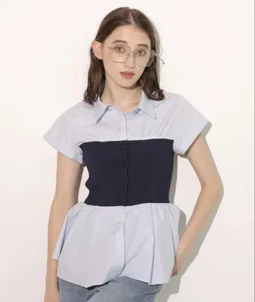 Rirandture 뷔스티에 도킹 셔츠 라이트 블루