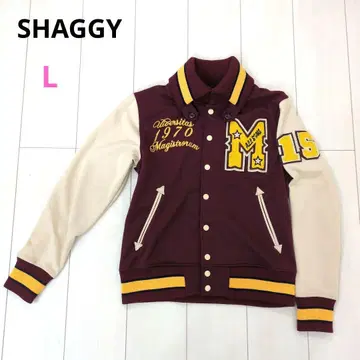 SHAGGY 여성용 바시티 자켓 L 사이즈 베이지 x 크림슨 새상품급