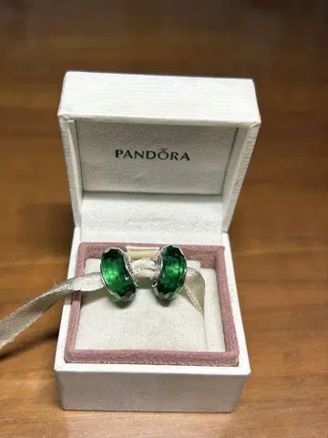 판도라 PANDORA 무라노 유리 참 2개 세트 그린