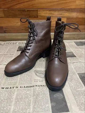 EDWIN SOMETHING 가죽 레이스업 부츠 38(24cm)