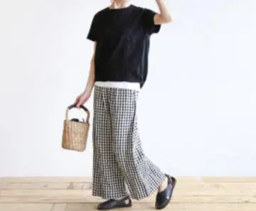 ina 린넨 체크 팬츠