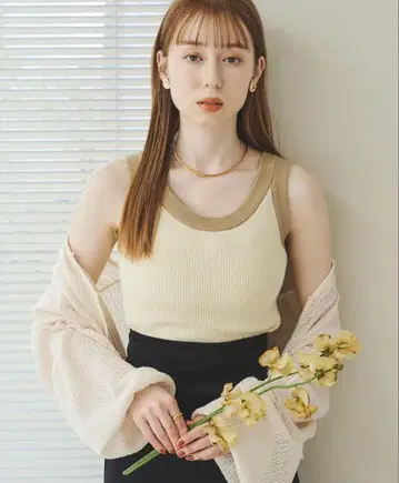 hinari 배색 니트 탱크탑