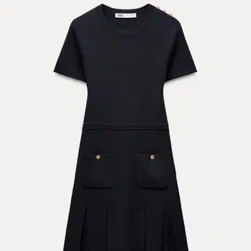 ZARA 박스 플리츠 니트 미니 원피스