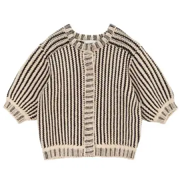 CLANE|STRIPE CABLE HALF SLEEVES CARDIGAN
