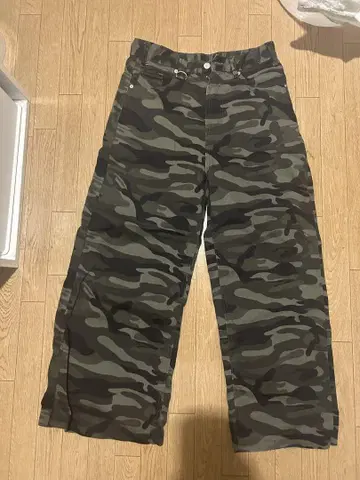카모플라쥬 와이드 데님 팬츠 카모
