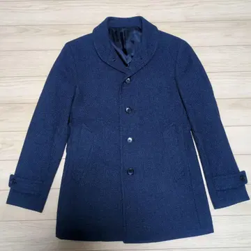 네이비 울 피 코트