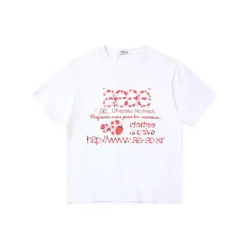aeae 반팔 딸기 무늬 화이트 S 사이즈