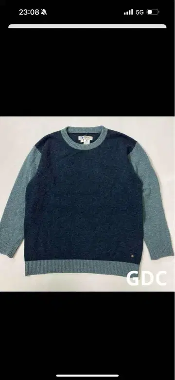 GDC MITSUKE KNIT 바이컬러 니트 풀오버 스타 자수