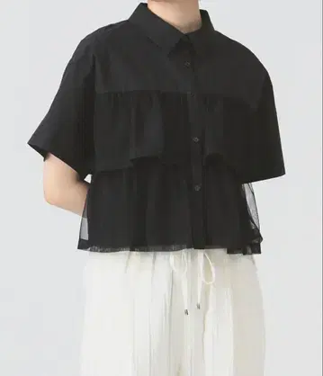 beams 시어 티어드 크롭 셔츠