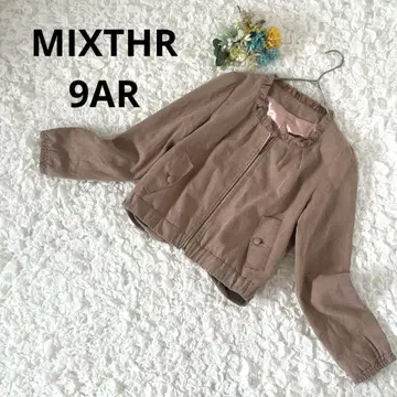 믹서기 블루종 프릴 노카라 리본 디자인 걸리시 핑크 9AR