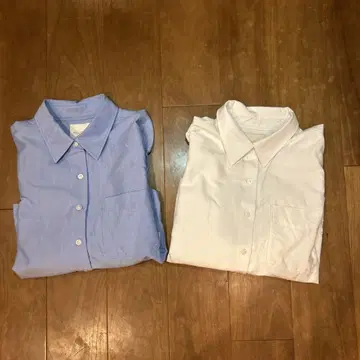 유니클로 JW Anderson 옥스퍼드 셔츠 화이트 블루 세트 L