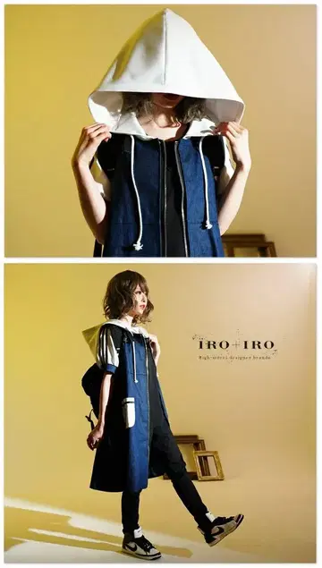 favorite iroiro 겉옷 후드티 데님 화이트