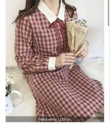 클레릭 체크 원피스 F i.n.t 헬로키티 빨간색