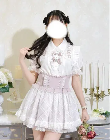 노에미 프린세스 시어 체크 플레어 치마바지 핑크