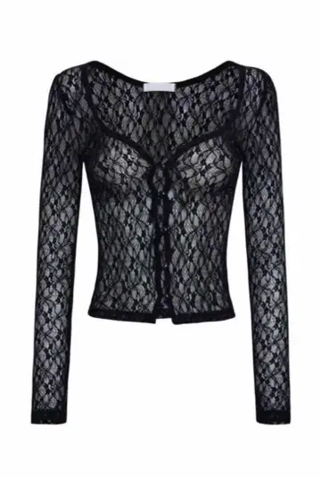 threetimes Romantic lace cardigan black