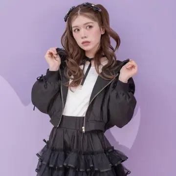 소매 리본 후디 블루종
