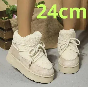 귀여운 j 어그 부츠 스노우 부츠 24cm 베이지 통굽 방한