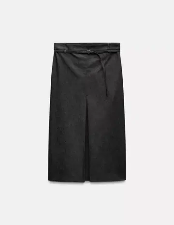 올해 4월 구매! ZARA 데님풍 벨트 포함 미디 기장 스커트