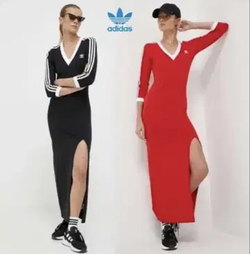 adidas 롱 원피스 라인 M 사이즈 레드
