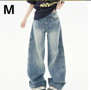 커브 데님 데님 팬츠 와이드 팬츠 여성용 슬림 M