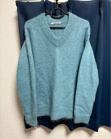 BRUSHED SUPER KID MOHAIR KNIT V-NECK P/O