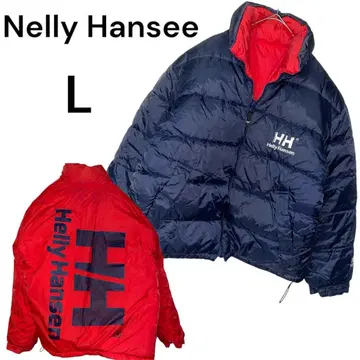 90S 초레어 헬리한센 리버서블 다운 자켓 네이비 빨간색 L