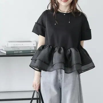 완판템 라지엠 시어프릴 도킹 페플럼 상의 프리 사이즈
