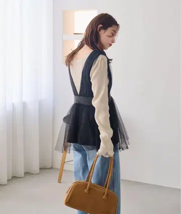 Kastane 튤 도킹 튜닉 차콜 그레이