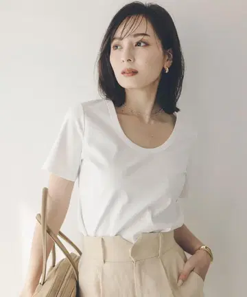 anuans 실크 터치 코튼 U넥 T 택 포함