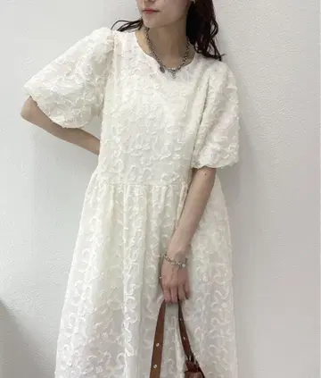 wcloset 더블 클로젯 플라워 레이스 원피스 화이트