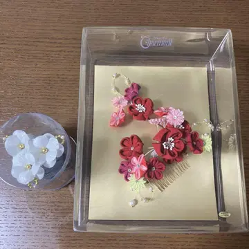 꽃 머리 장식 빗 포함 빨간색 핑크