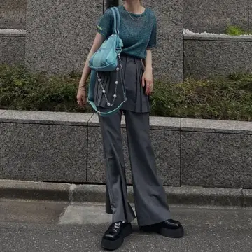 아메리빈티지 CONCEPT LOGO KNIT TOP 터콰이즈