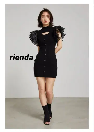 익명 배송 rienda 플리츠 플레어 SLV Knit 미니 OP