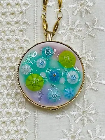 칠보 세공 펜던트 겸 스카프 클립 2way 은박 흩뿌림