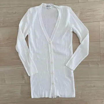 Hanae Mori 화이트 리브 가디건