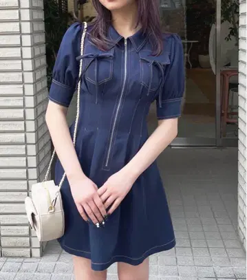 원 웨이 프론트 지퍼 원피스