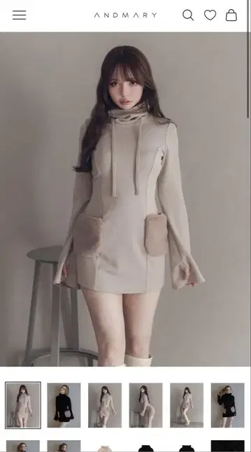 앤드마리 Fur pocket mini dress