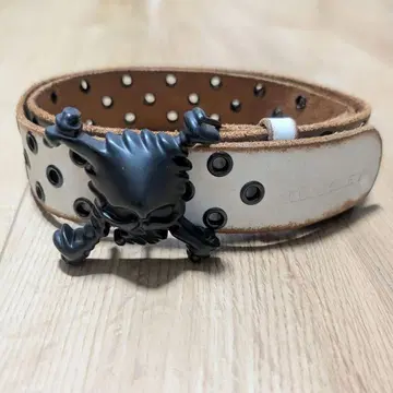 00s OAKLEY 스컬 버클 벨트 화이트