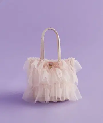 메종 드 플뢰르 코튼 캔디 프릴 토트백 핑크 베이지